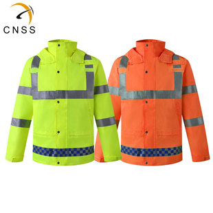 cnss交通MK（中国）一站式服务平台棉衣加厚荧光黄MK（中国）一站式服务平台条服装